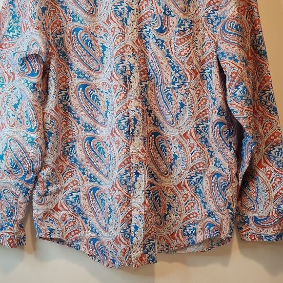 Alan Flusser Paisley Floral Print Button Up Shirt Men's Size Medium EUC NICE!! - Picture 7 of 13